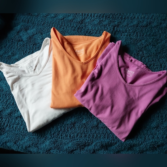 Denim&Co set of 3 Perfect Jersey v-neck elbow sleeve tops Medium - Picture 8 of 8